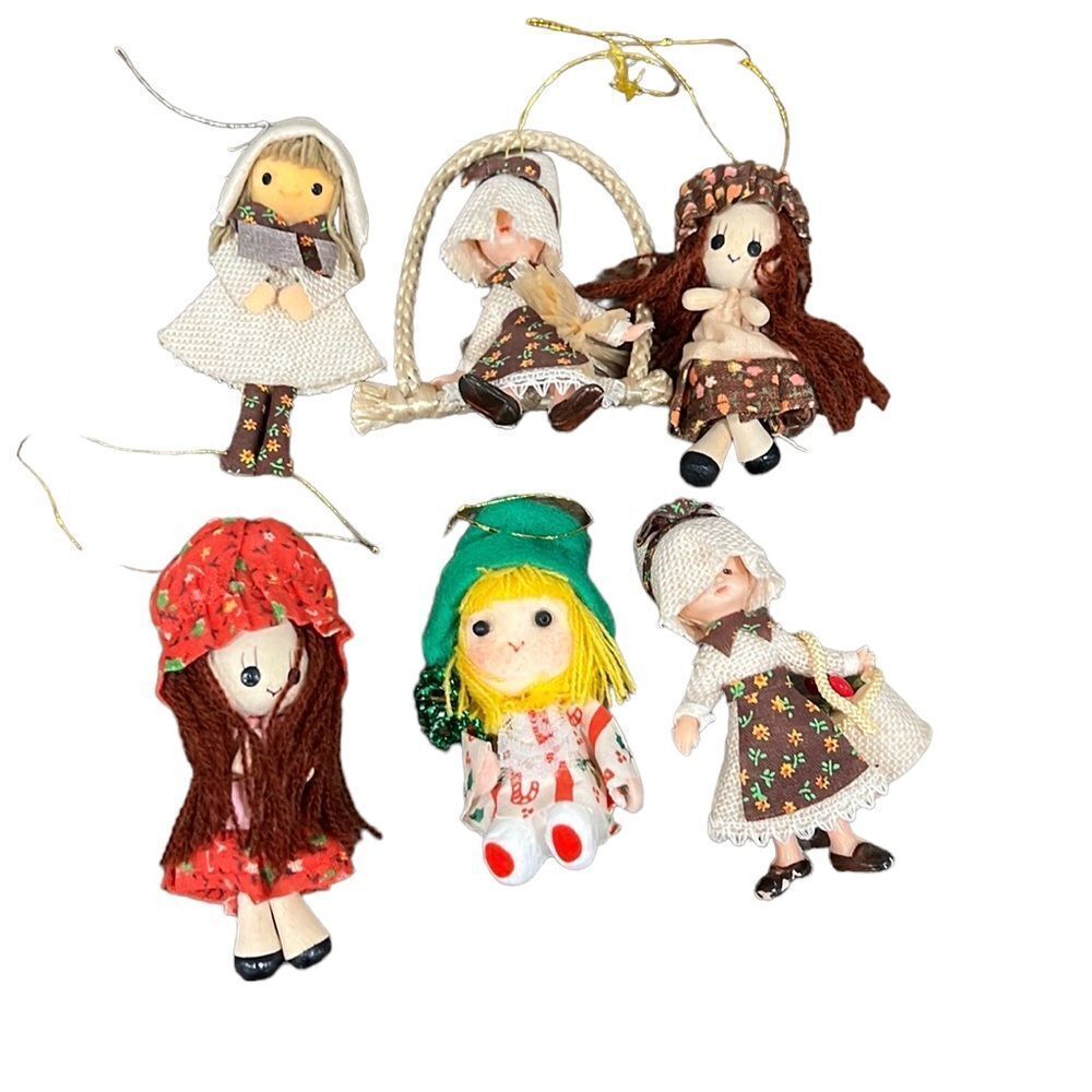 Lot of 6 vintage girl Christmas ornaments
